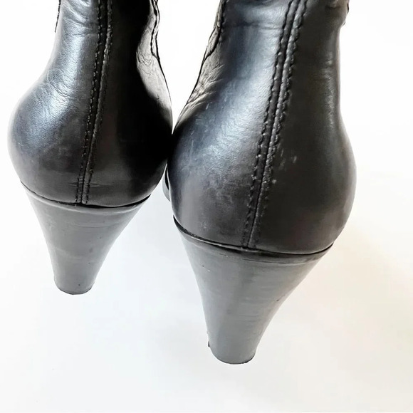 Nine West June Black Leather Slouch Boot Size 8.5 High Heel 80s Vibes Wench Goth - Picture 9 of 10